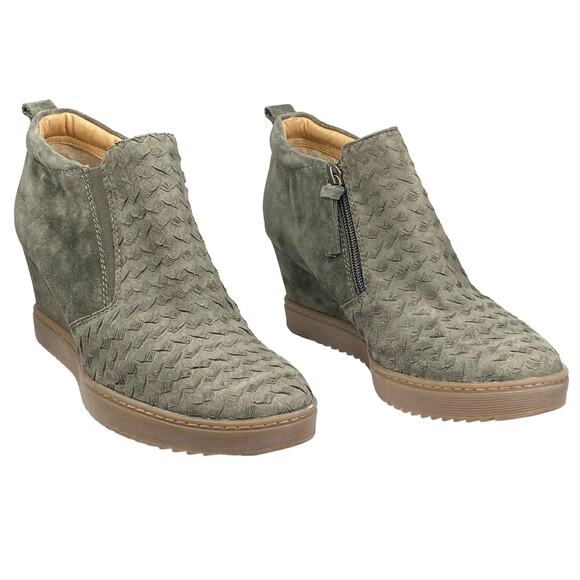 Sofft Women's Slayton Green Suede wedge Ankle Boot Size US 9.5 - Picture 5 of 10